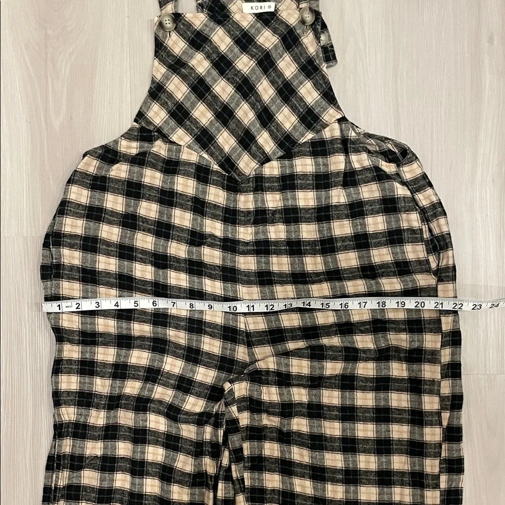 Boutique Jumpsuit Medium Oversized in Soft Brushed Plaid Overalls Wide Leg Kori - Picture 5 of 6